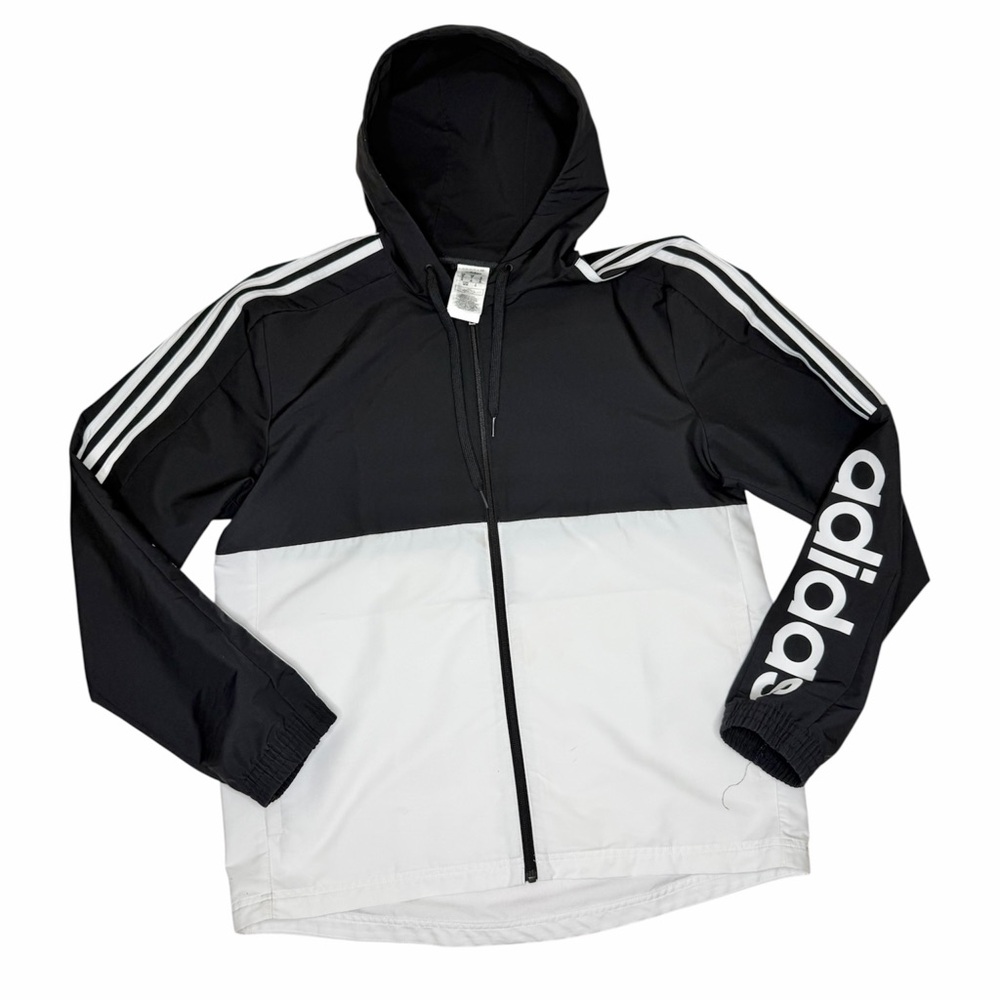 adidas Men's Essentials Colorblock Windbreaker, Black/White size M